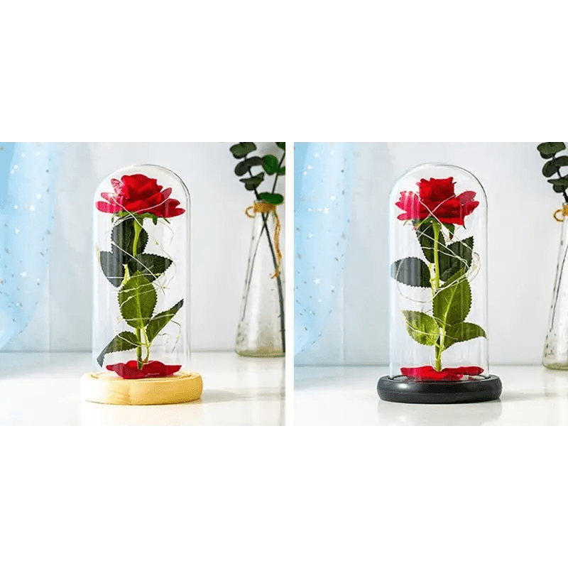 Immortal Rose Lamp with Elegant Flower Encased in LED Light - Cosparty