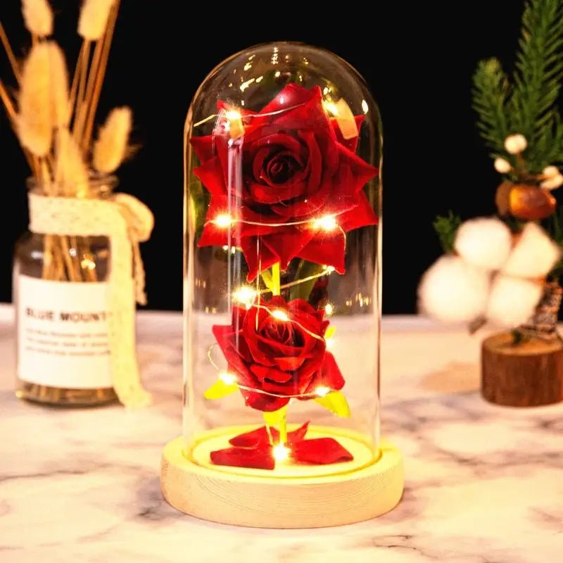 Immortal Rose Lamp with Elegant Flower Encased in LED Light - Cosparty