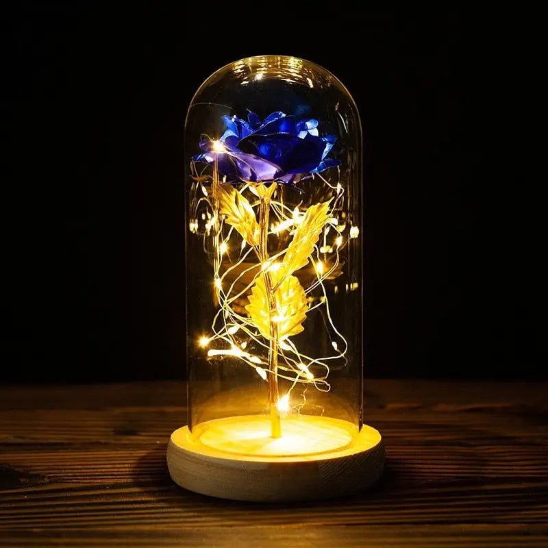 Immortal Rose Lamp with Elegant Flower Encased in LED Light - Cosparty