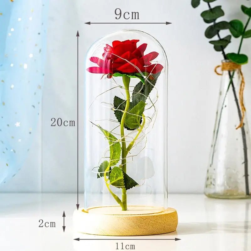 Immortal Rose Lamp with Elegant Flower Encased in LED Light - Cosparty