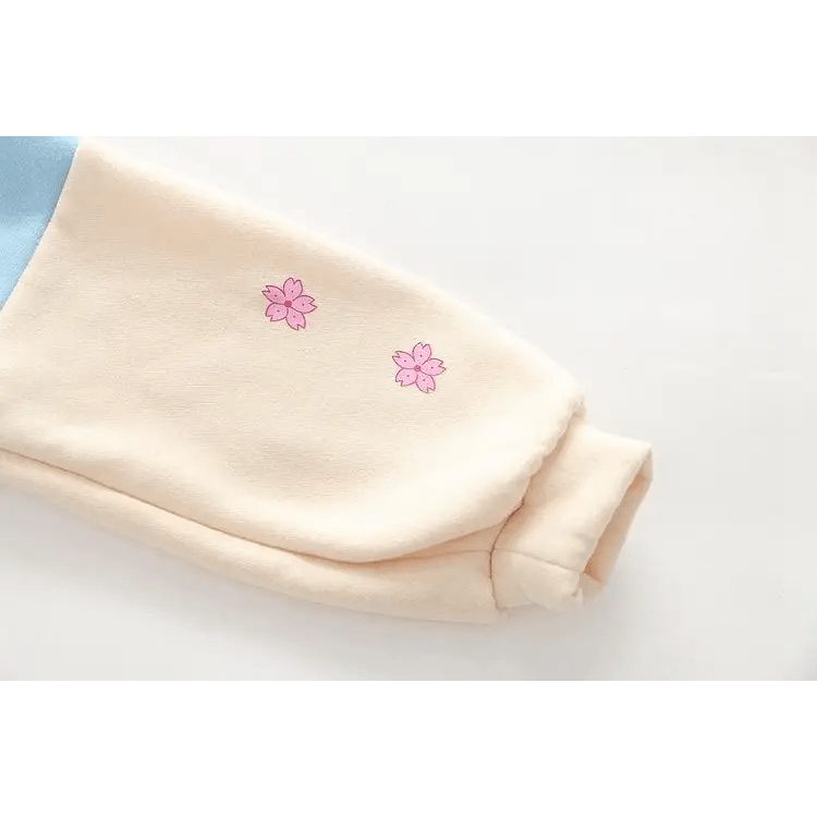 Japanese Inspired Painting Cat Artist Hoodie with Cherry Blossoms - Cosparty