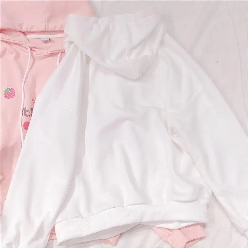 Japanese Strawberry Hoodie in Soft Pastel Pink Available - Cosparty