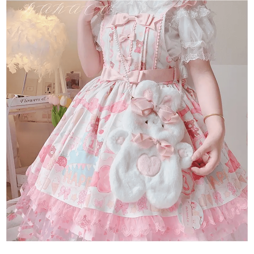 Jumbo Fuzzy Bunny Lolita Bag for Kawaii Fashionistas - Cosparty