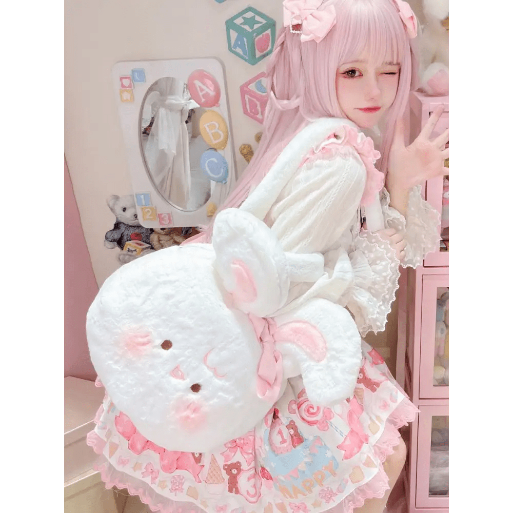 Jumbo Fuzzy Bunny Lolita Bag for Kawaii Fashionistas - Cosparty