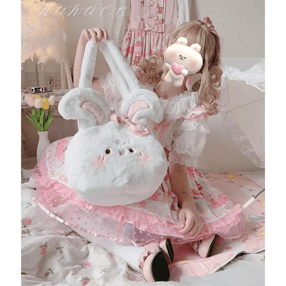 Jumbo Fuzzy Bunny Lolita Bag for Kawaii Fashionistas - Cosparty