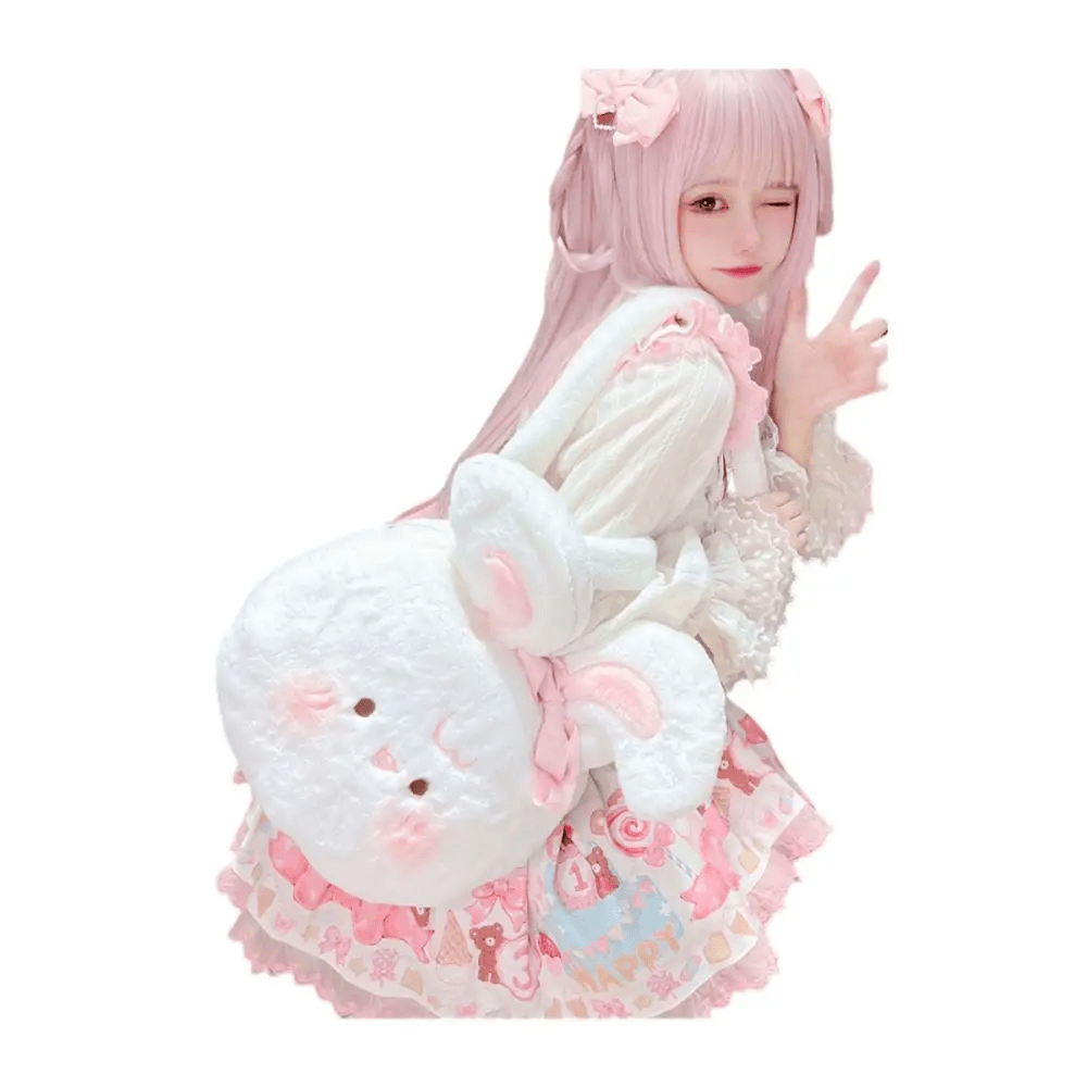 Jumbo Fuzzy Bunny Lolita Bag for Kawaii Fashionistas - Cosparty