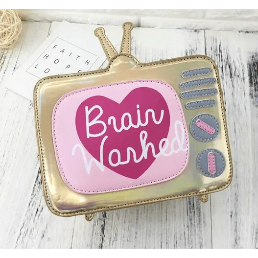 K - Pop Inspired Holographic Vintage Television Shaped Handbag - Cosparty