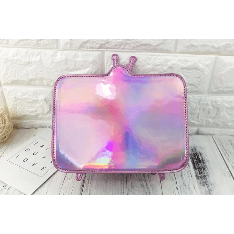 K - Pop Inspired Holographic Vintage Television Shaped Handbag - Cosparty
