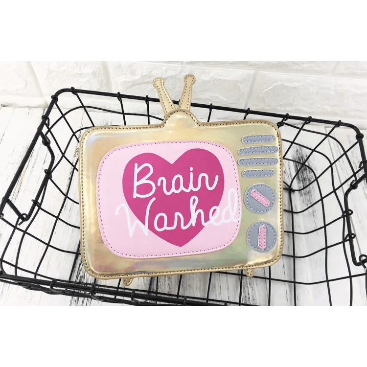 K - Pop Inspired Holographic Vintage Television Shaped Handbag - Cosparty