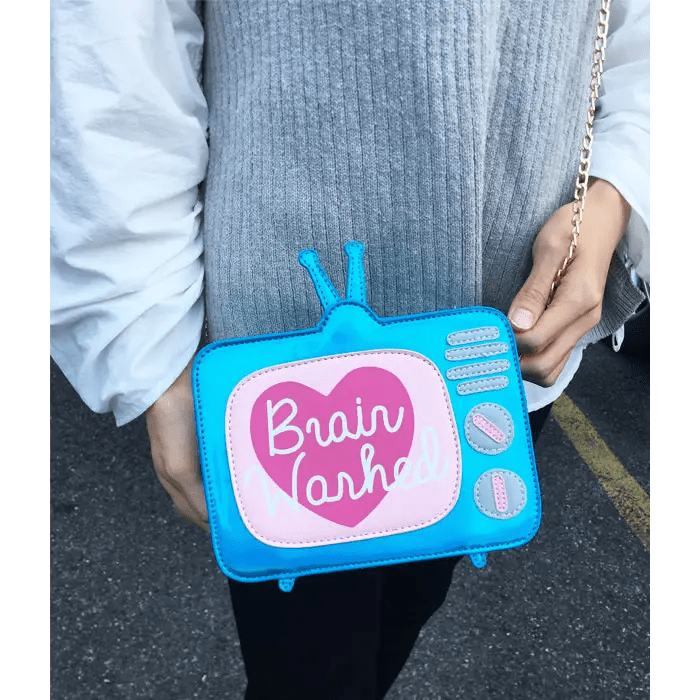 K - Pop Inspired Holographic Vintage Television Shaped Handbag - Cosparty