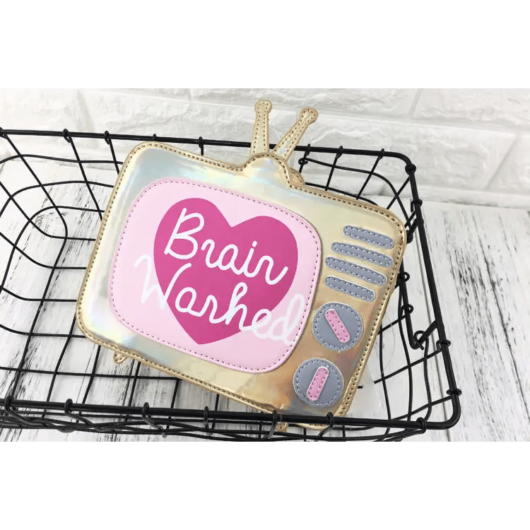 K - Pop Inspired Holographic Vintage Television Shaped Handbag - Cosparty