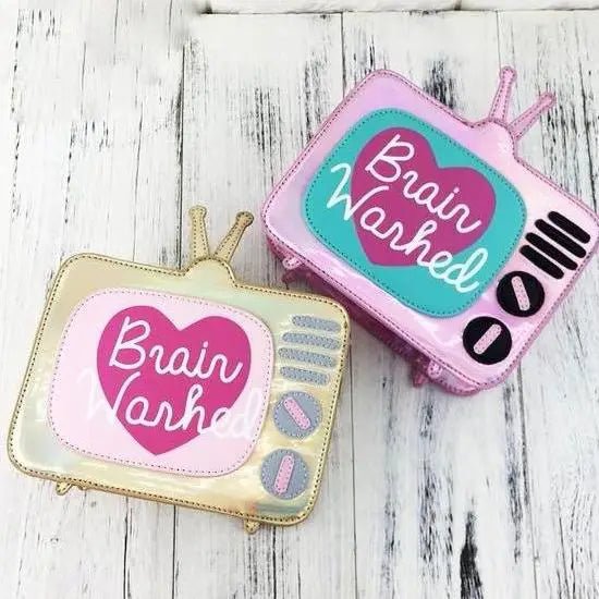 K - Pop Inspired Holographic Vintage Television Shaped Handbag - Cosparty