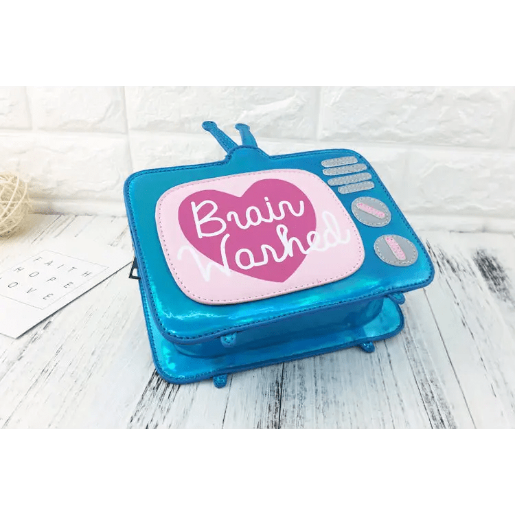 K - Pop Inspired Holographic Vintage Television Shaped Handbag - Cosparty