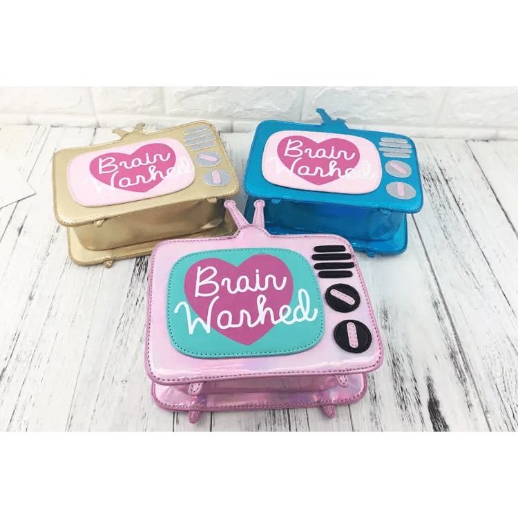 K - Pop Inspired Holographic Vintage Television Shaped Handbag - Cosparty