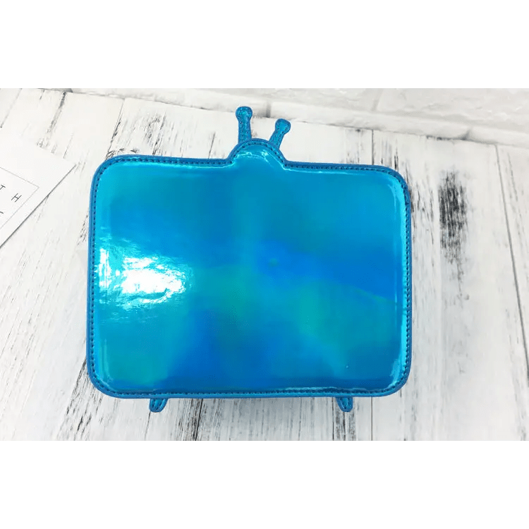 K - Pop Inspired Holographic Vintage Television Shaped Handbag - Cosparty