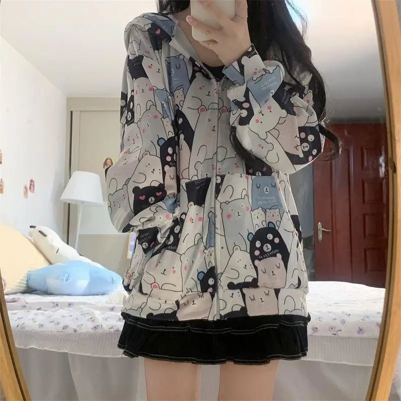 Kawaii Bear - Inspired Windbreaker Jacket for Pastel Fashion Lovers - Cosparty