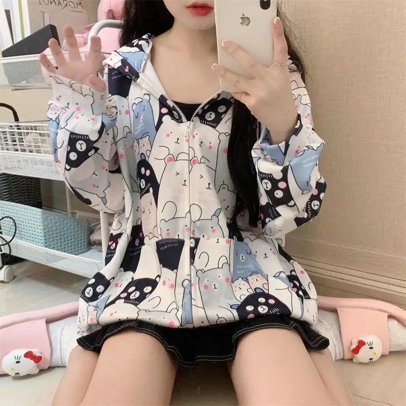 Kawaii Bear - Inspired Windbreaker Jacket for Pastel Fashion Lovers - Cosparty