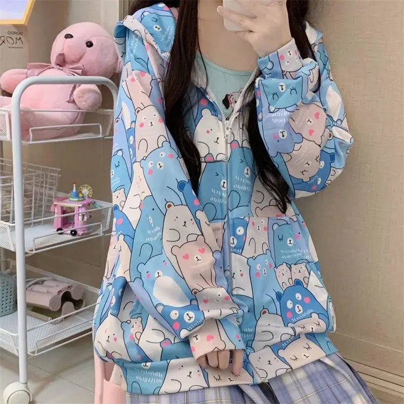 Kawaii Bear - Inspired Windbreaker Jacket for Pastel Fashion Lovers - Cosparty