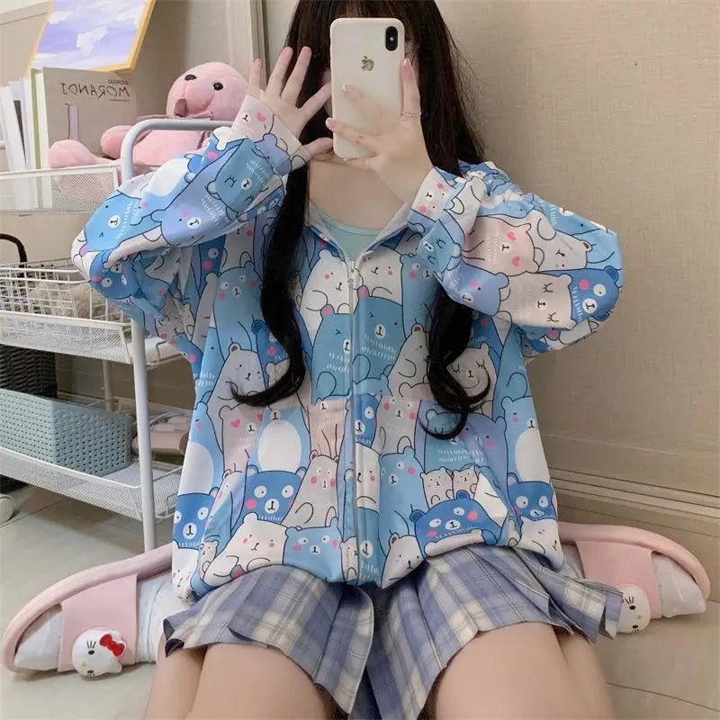 Kawaii Bear - Inspired Windbreaker Jacket for Pastel Fashion Lovers - Cosparty