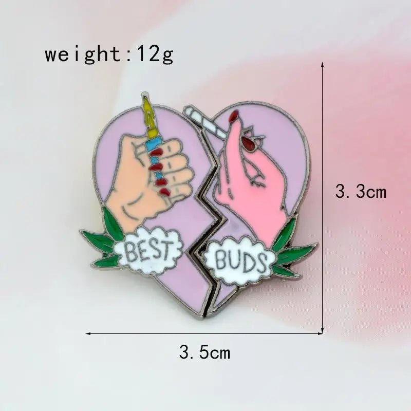 Kawaii Best Buds Enamel Pins for Ganja Babes - Cosparty