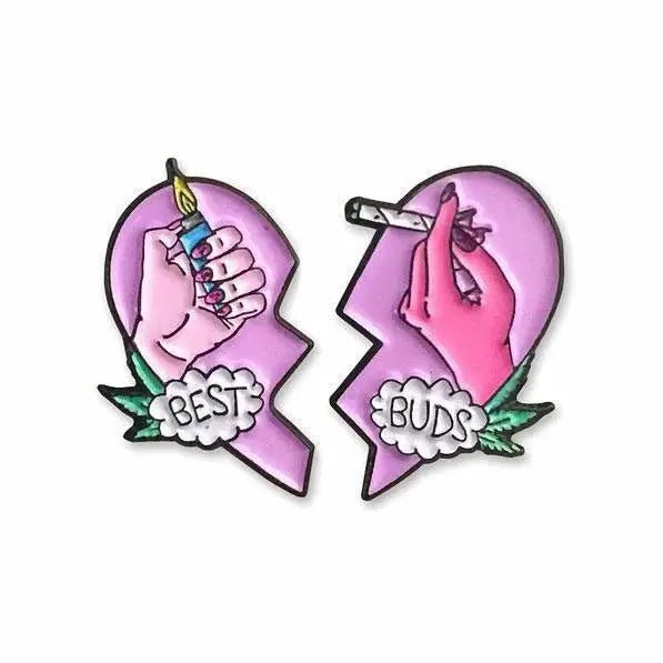 Kawaii Best Buds Enamel Pins for Ganja Babes - Cosparty