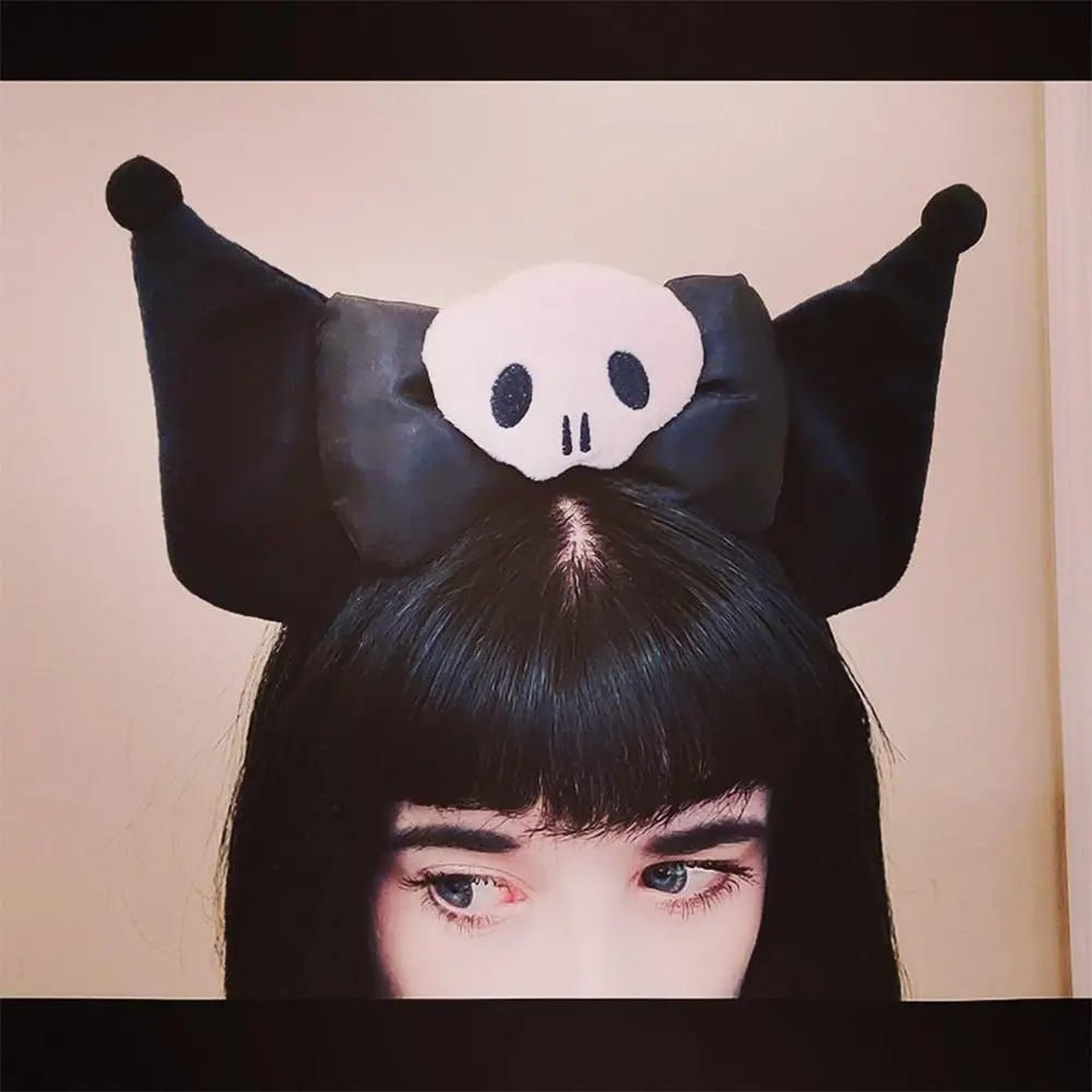 Kawaii Black and Pink Kuromi Bat Wing Headband for Halloween - Cosparty
