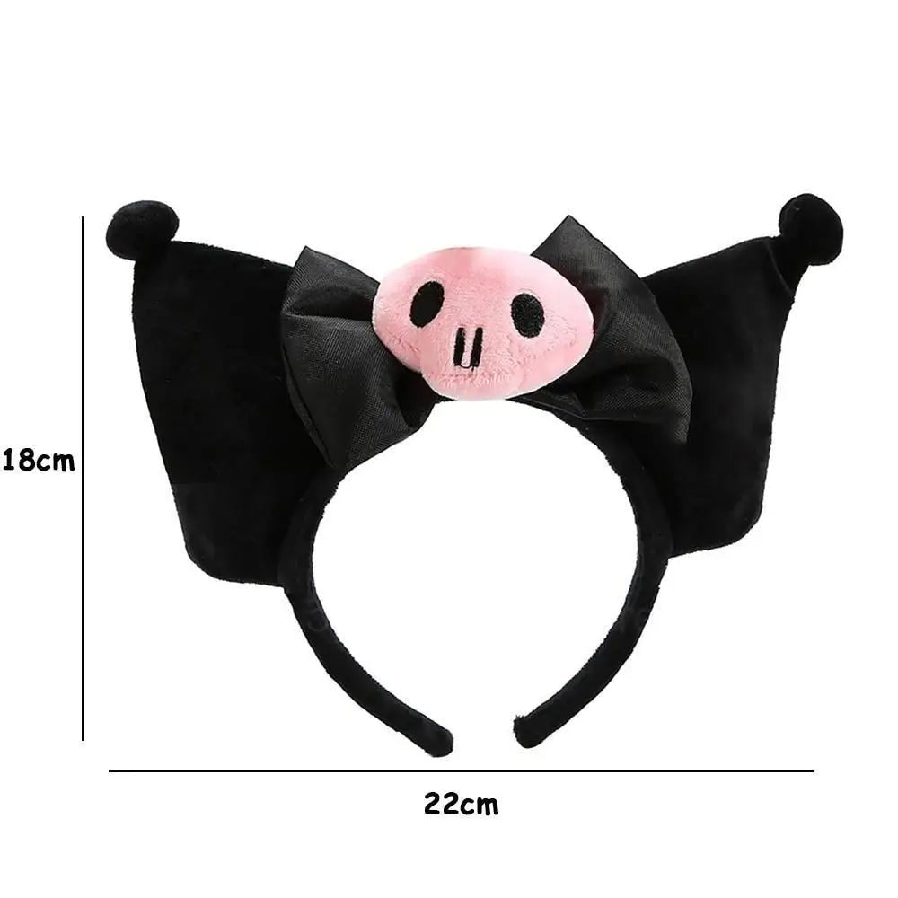 Kawaii Black and Pink Kuromi Bat Wing Headband for Halloween - Cosparty