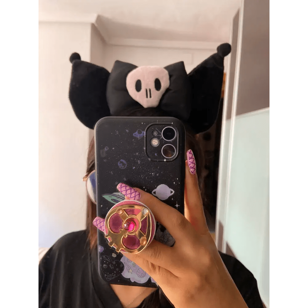 Kawaii Black and Pink Kuromi Bat Wing Headband for Halloween - Cosparty