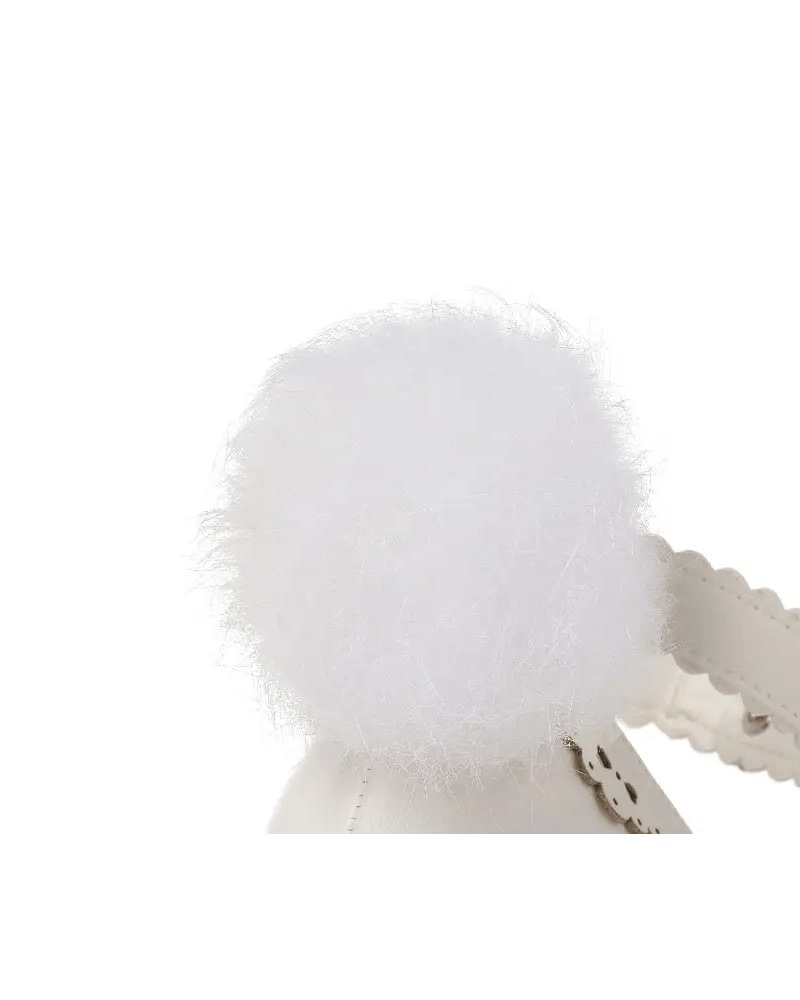 Kawaii Bunny Rabbit Ear High Heels with Removable Pom Poms - Cosparty