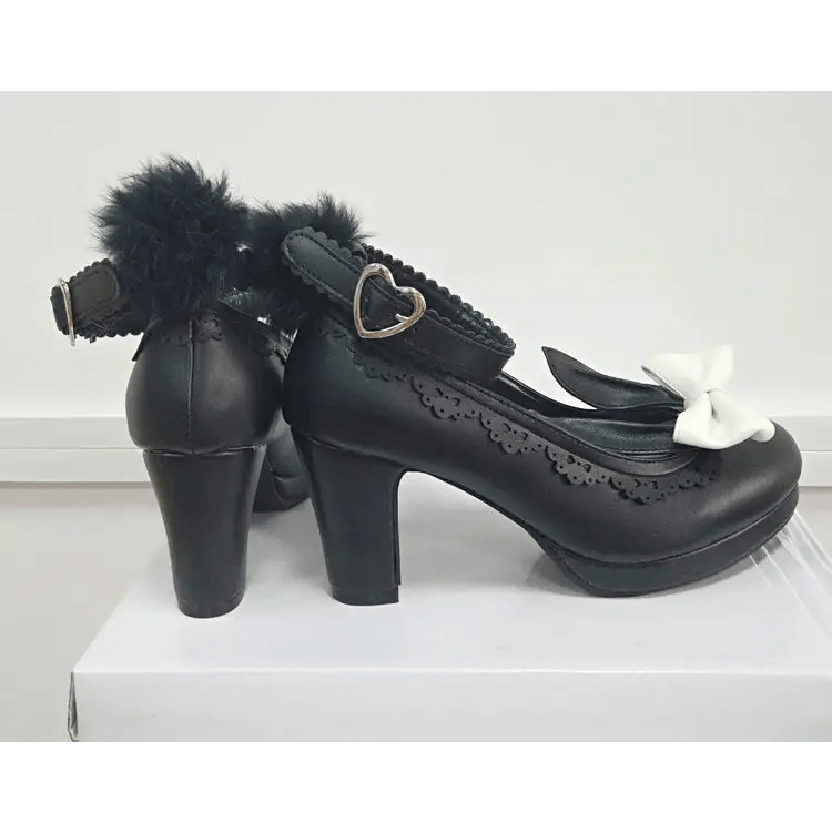 Kawaii Bunny Rabbit Ear High Heels with Removable Pom Poms - Cosparty