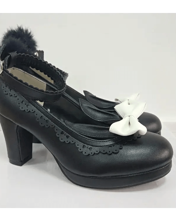 Kawaii Bunny Rabbit Ear High Heels with Removable Pom Poms - Cosparty