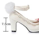 Kawaii Bunny Rabbit Ear High Heels with Removable Pom Poms - Cosparty
