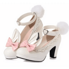 Kawaii Bunny Rabbit Ear High Heels with Removable Pom Poms - Cosparty