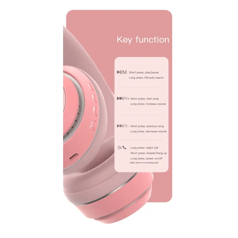 Kawaii Cat Ear Headset with Light - Up Paw Print Design - Cosparty