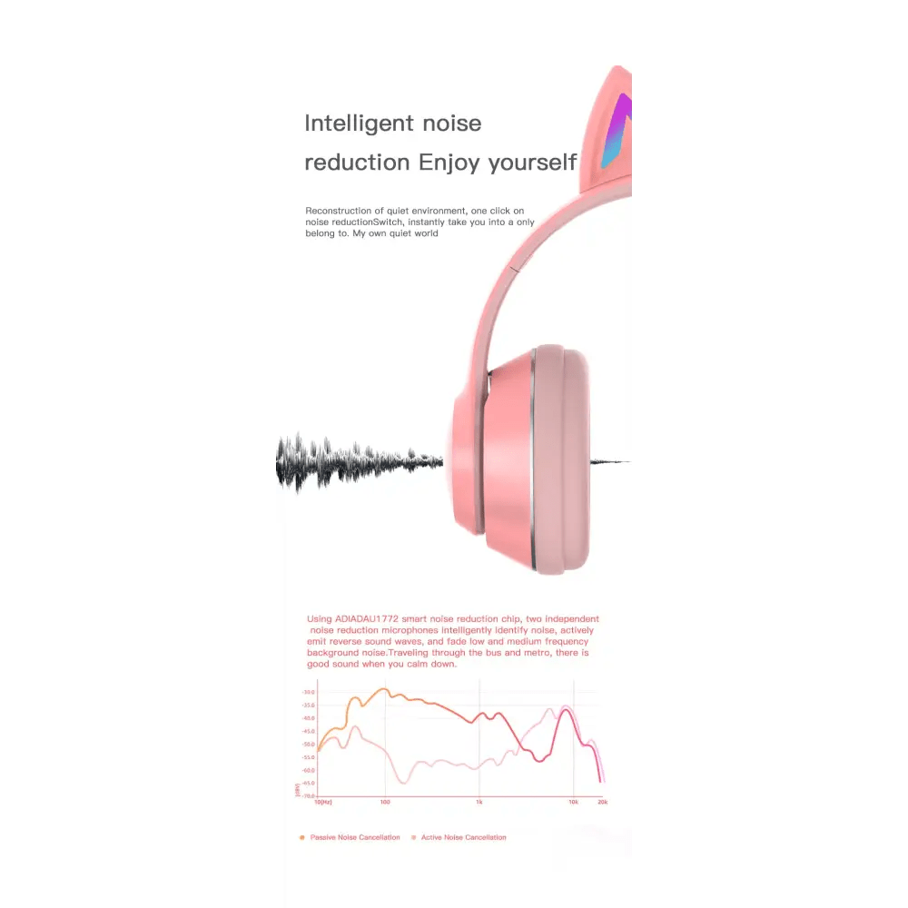 Kawaii Cat Ear Headset with Light - Up Paw Print Design - Cosparty