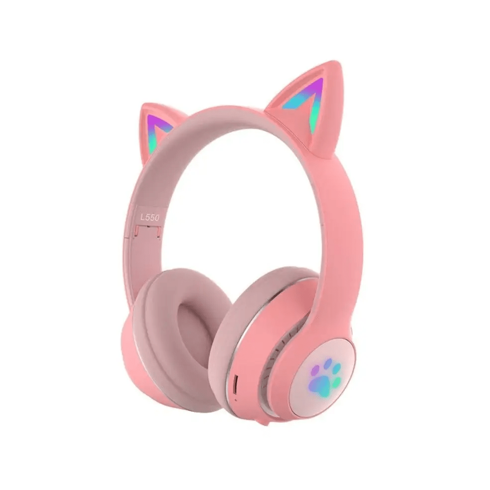 Kawaii Cat Ear Headset with Light - Up Paw Print Design - Cosparty