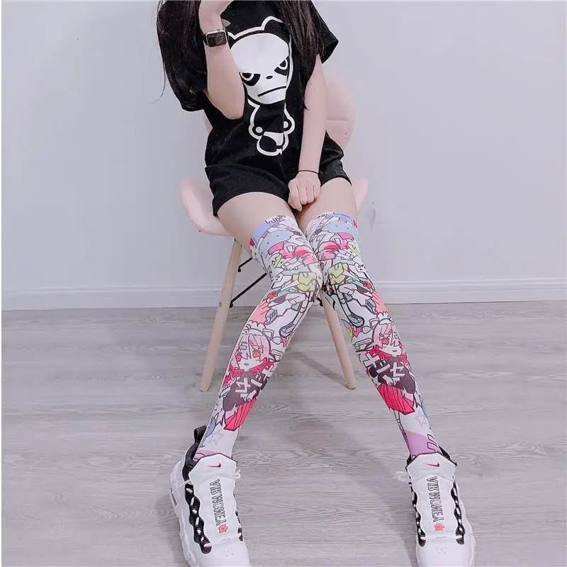 Kawaii Explosion Stockings with Vibrant Pastel Inspired Print - Cosparty