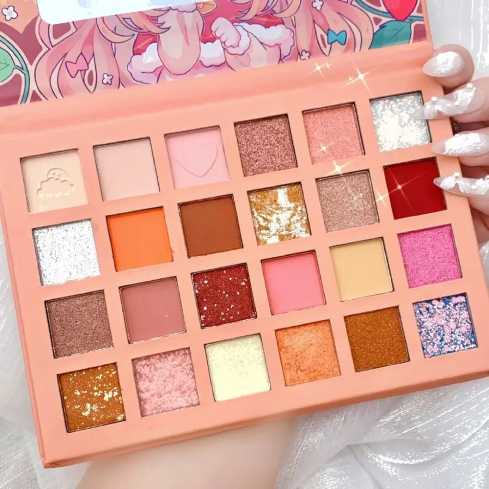 Kawaii Eyeshadow Palette with Warm Tones and Cute Anime Design - Cosparty