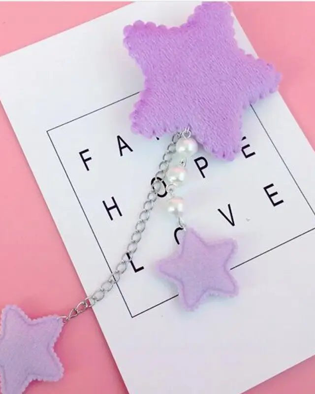 Kawaii Fairy - Kei Star Hair Clip with Charms and Pearls - Cosparty