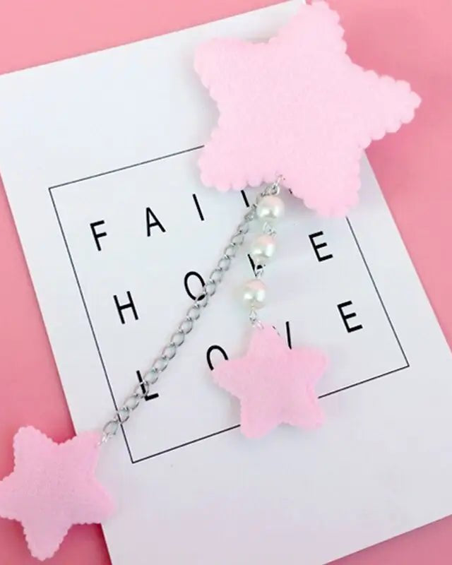 Kawaii Fairy - Kei Star Hair Clip with Charms and Pearls - Cosparty