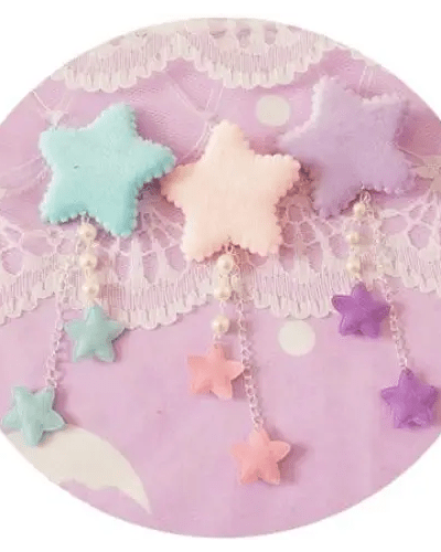 Kawaii Fairy - Kei Star Hair Clip with Charms and Pearls - Cosparty