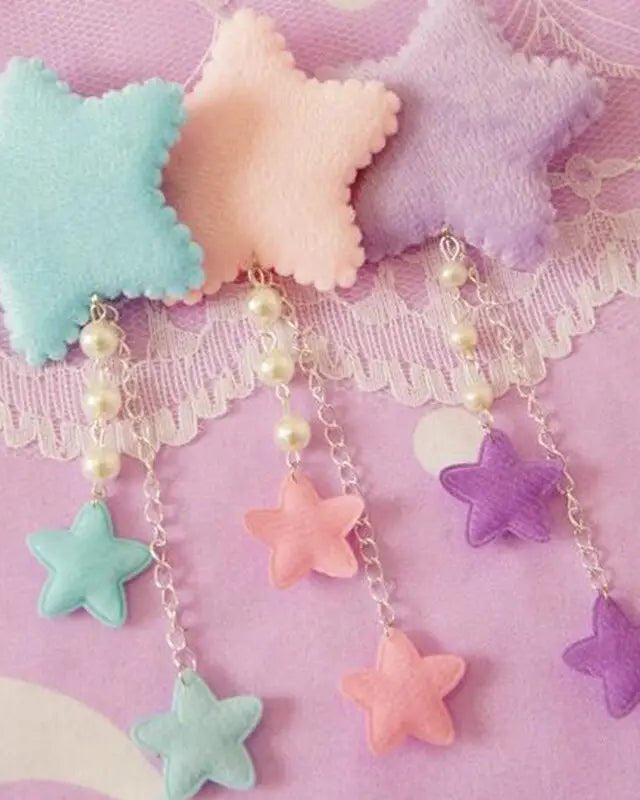 Kawaii Fairy - Kei Star Hair Clip with Charms and Pearls - Cosparty