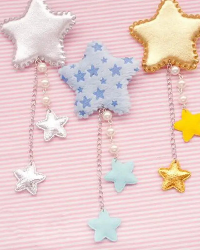 Kawaii Fairy - Kei Star Hair Clip with Charms and Pearls - Cosparty