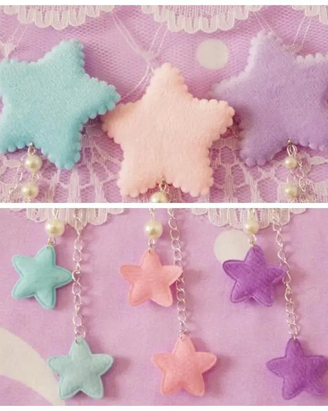 Kawaii Fairy - Kei Star Hair Clip with Charms and Pearls - Cosparty