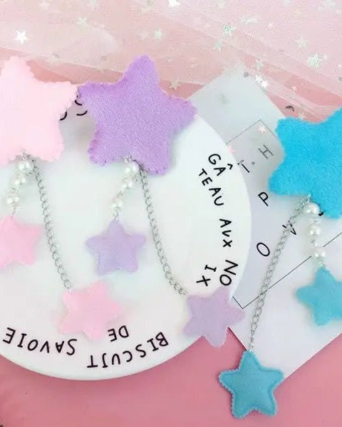 Kawaii Fairy - Kei Star Hair Clip with Charms and Pearls - Cosparty