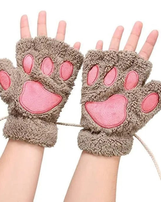 Kawaii Fingerless Neko Cat Paw Gloves for Cozy Comfort - Cosparty