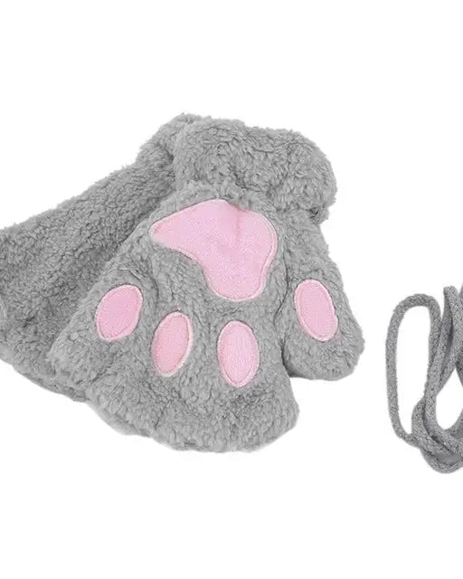 Kawaii Fingerless Neko Cat Paw Gloves for Cozy Comfort - Cosparty
