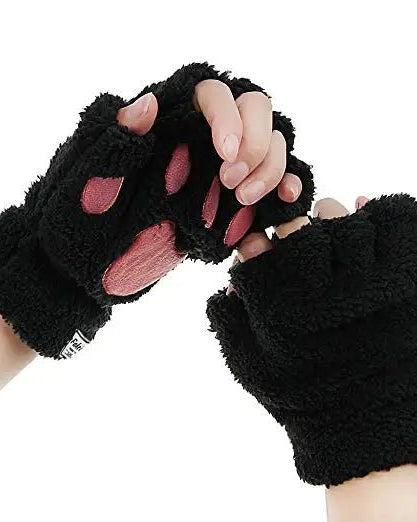 Kawaii Fingerless Neko Cat Paw Gloves for Cozy Comfort - Cosparty