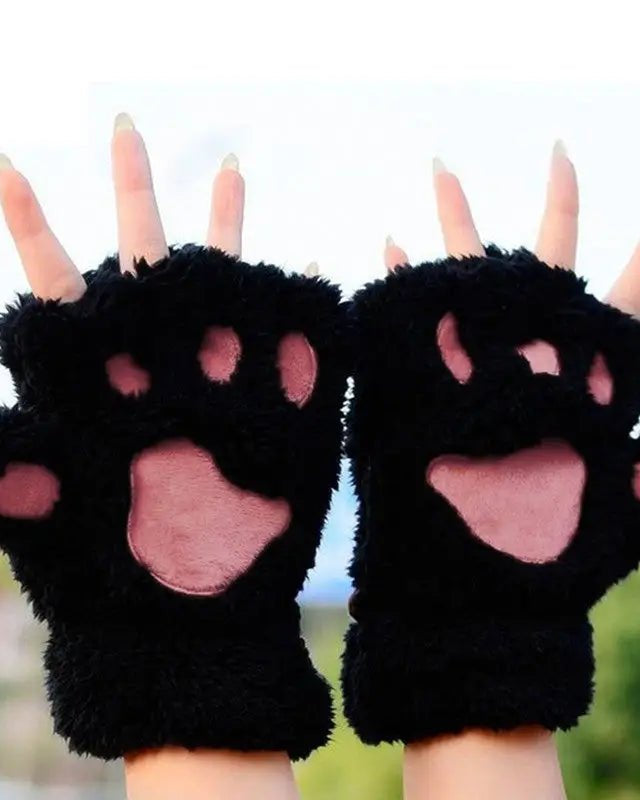 Kawaii Fingerless Neko Cat Paw Gloves for Cozy Comfort - Cosparty