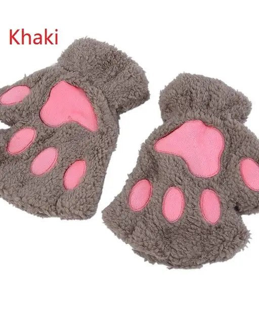 Kawaii Fingerless Neko Cat Paw Gloves for Cozy Comfort - Cosparty